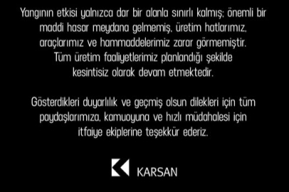 Karsan'dan fabrika yangını ile ilgili açıklama geldi